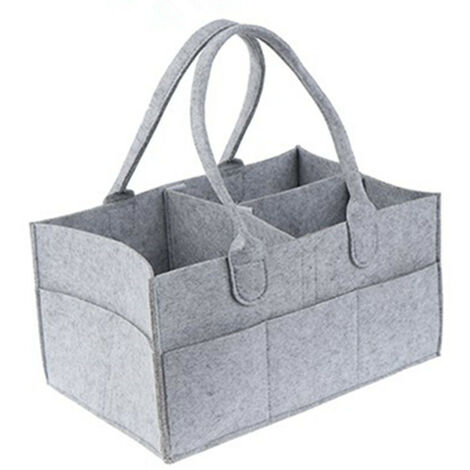 Diaper Caddy - Poubelle de rangement pour chambre d'enfant et organisateur de voiture pour couches et lingettes pour bébé - Gris