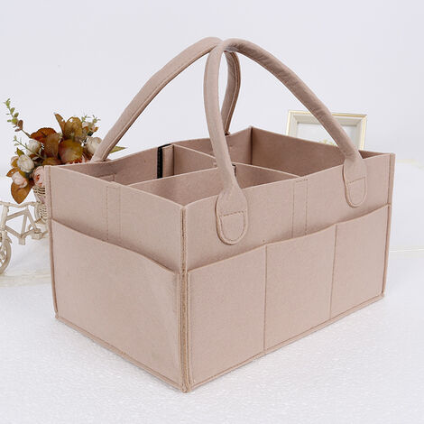 Diaper Caddy - Poubelle de rangement pour chambre d'enfant et organisateur de voiture pour couches et lingettes pour bébé - Marron clair