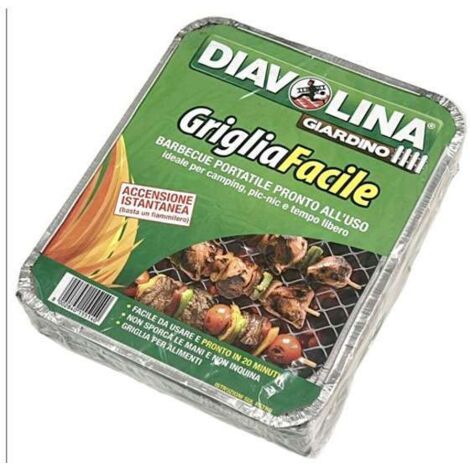 Diavolina 15514 Barbecues Griglia Portatile Prona All' Uso 25x32x6cm