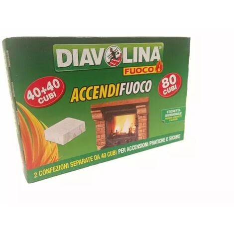 Diavolina accendifuoco 80 cubi Facco pratico e sicuro per caminetti e barbecue
