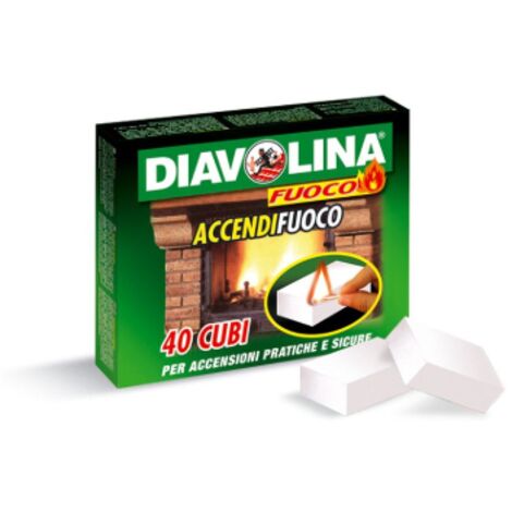 Diavolina accendifuoco confezione da 40 cubi per accendere caminetti grill e stufe