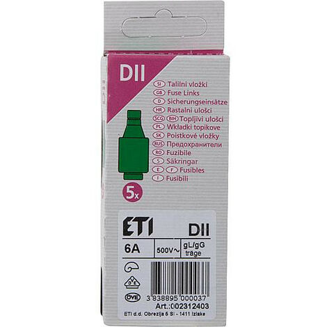 Diazed cartouche fusible DII 6 A 1 paquet de 5 pcs