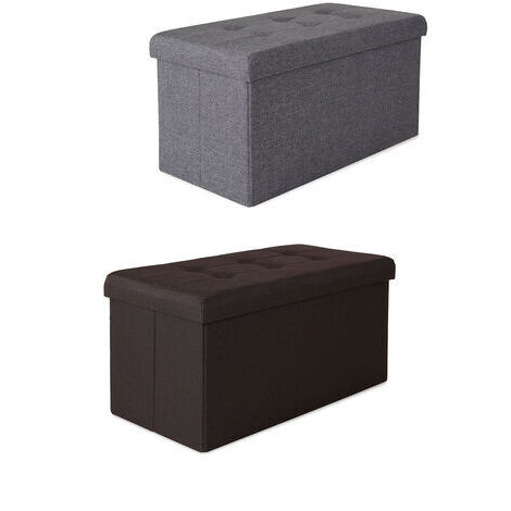 dibea faltbarer Sitzhocker / Aufbewahrungsbox, Sitzbank aus Leinen, 76 x 38 x 38 cm, braun