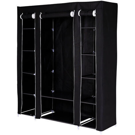 dibea Stoffschrank 175x150x45 cm (Kleiderschrank, Faltschrank), schwarz