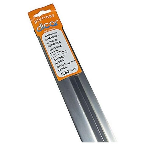 DICAR pletina ceramic inox 4,0x83cm adhesiva , Pletina para juntas de suelo. Modelo cerámico. - Medidas 40 x 830 mm. - Color acero inox. - Cerámico. Adhesiva. - Para la unión de di