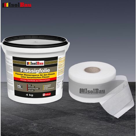 Dichtset 4kg Flüssigfolie + 5m Dichtband Dichtfolie Abdichtset Bad Dusche Küche