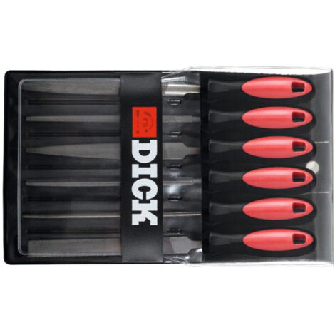 Dick 1187102-2K Schlüsselfeilensatz 6-tlg. 100/2 in Plastiktasche schwarz "DICK", mit 2K-Griff 85 mm