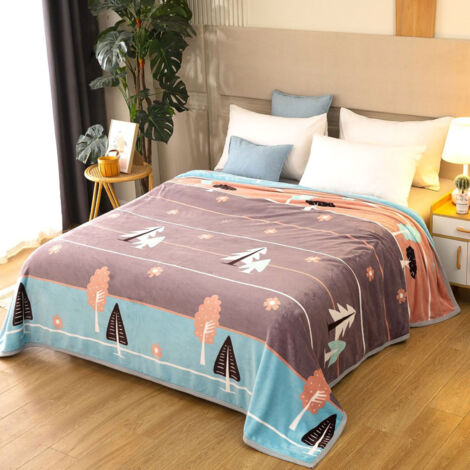 Dicke Fleecedecke mit Blatt- und Blumenmuster, ideal für Sofa, Bett, Büro oder Reisen – 150 x 200 cm