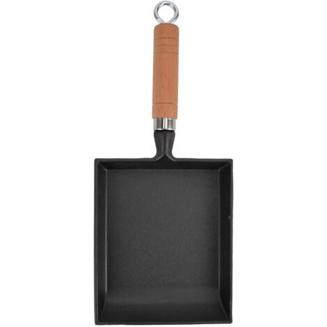 Dicke gusseiserne 15,5 cm Pfanne mit flachem Boden, Crêpe-Pfanne mit Holzgriff für die Küche