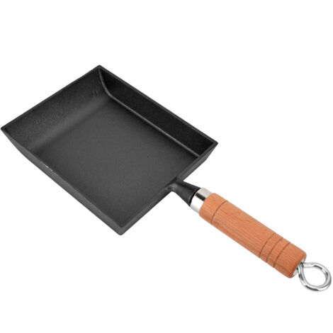 Dicke gusseiserne 15,5 cm Pfanne mit flachem Boden, Crêpe-Pfanne mit Holzgriff für die Küche