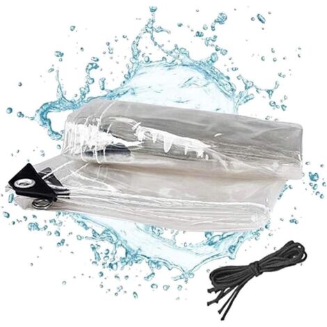 Dicke, wasserdichte Plane, wärmeschmelzend, kein Wasserleck, weiches PVC-Glas, transparente Plane (Farbe: Klar, Größe: 1 x 1 m)