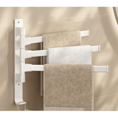 Dicker, dreiarmiger, drehbarer Handtuchhalter mit Haken, platzsparend, zur Wandmontage – Beige