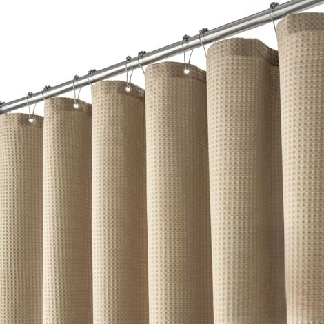Dicker Duschvorhang aus Stoff, luxuriöser Duschvorhang fürs Badezimmer, 1,8 m x 2 m, Khaki