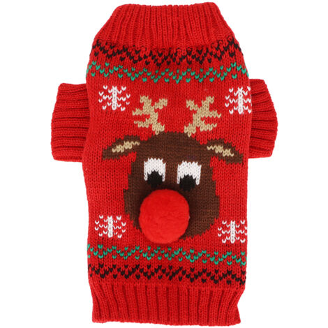 Dicker Hundeschneepullover, Weihnachts- und Neujahrsfeiertage, für kleine und mittelgroße Hunde, rot, Größe S