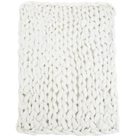 Dicker, weicher und warmer gestrickter Plüschsofabezug, große Größe (Weiß 100x120cm)