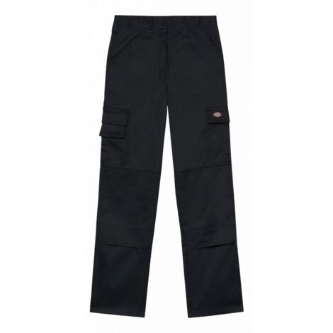 Dickies – Pantalon de travail femme multipoche noir 46 – Tissu doux et résistant – Renforts genoux – Lavable en machine à 60°