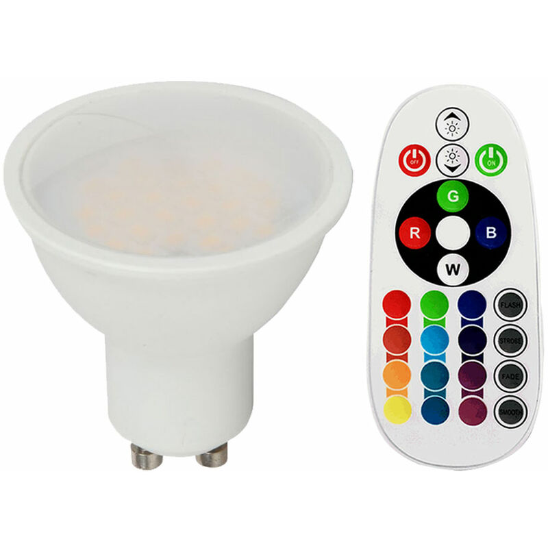 

RGB LED GU10 Bombillas de 290 lúmenes Mando a distancia regulable con cambio de color de 3,5 vatios Vtac 2778