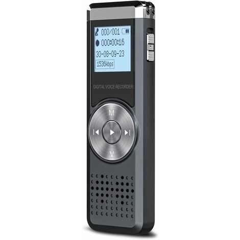 Dictaphone numérique 16 Go enregistreur audio portable MP3 pour réunion enregistreur activé avec lecture (noir)，BISBISOUS
