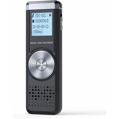 Dictaphone numérique 32 Go enregistreur audio portable MP3 pour réunion enregistreur activé avec lecture (noir)，BISBISOUS