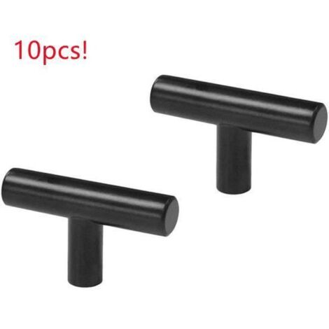 Diday 10pcs Poignée de meuble Barre en T 1260mm en Acier inoxydable Noir pour porte,armoire,bibliothèque,tiroir