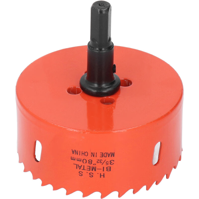 Image of Die 80-mm-Lochsäge mit schlagfestem, gezahntem Sägeblatt schneidet Holz, PVC und Weichmetallkarten.