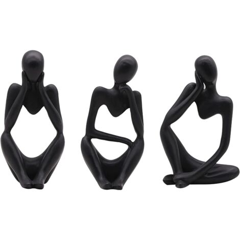 Die Denker-Statue, 3-teilig, abstrakte Skulptur, Kunstharz, Mini-Denker-Skulptur, Ornament-Set, handgefertigt, abstrakte Denker-Skulptur, moderne Kunstfigur für Heimbüro-Dekoration
