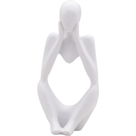 Die Denker-Statue, Harz-Denker-Skulptur, abstrakte Statue, moderne Charakterfiguren, Heimdekoration, Büro, Schreibtisch, Ornament, Geburtstagsgeschenke, weiß
