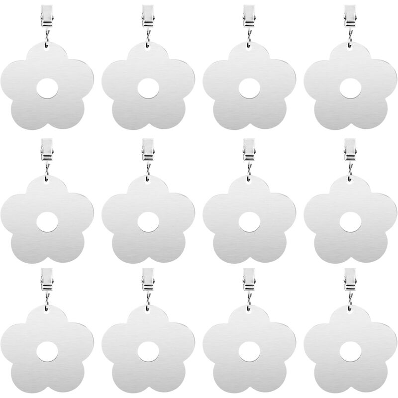 Aougo - Diealles Shine Poids de Nappe, 12 Pièces Lourd Poids pour Nappe, Acier Inoxydable Poids de Nappe avec Clips, Pendentif Nappe pour Exterieur