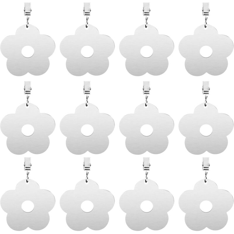 Diealles Shine Poids de Nappe, 12 Pièces Lourd Poids pour Nappe, Acier Inoxydable Poids de Nappe avec Clips, Pendentif Nappe pour Exterieur Jardin