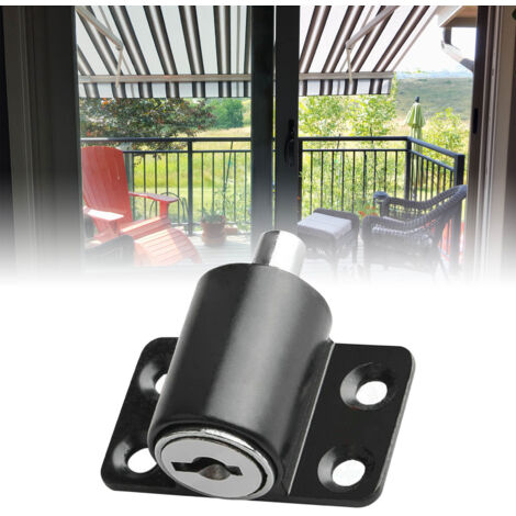 Diebstahlsicheres Schloss aus schwarz lackiertem Aluminium für Fenster und Türen mit 2 Schlüsseln und Befestigungsmaterial