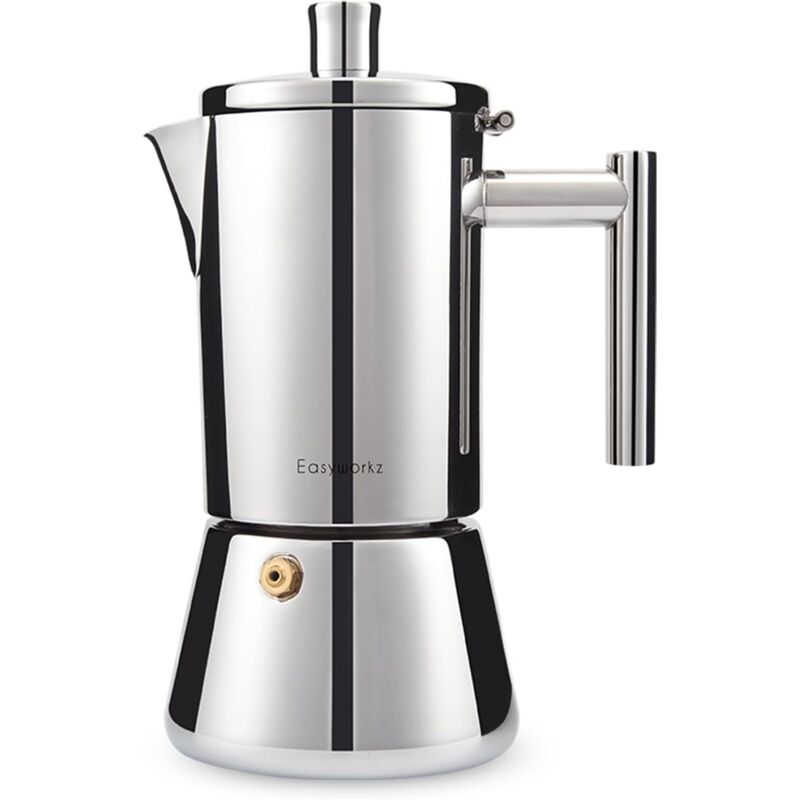 Diego Espresso Hob, Stainless Steel Italian Coffee Maker, Moka Pot, Induction Compatible, Silver 300ml 6 Cups