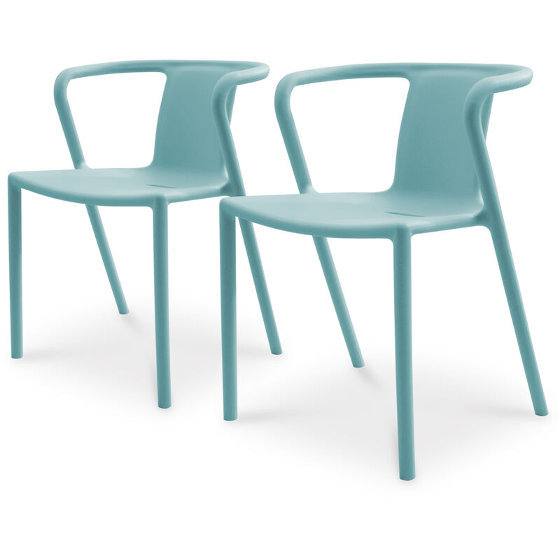 Citygarden - diego - Lot de 2 fauteuils de jardin empilables en Polypropylène bleu azur - city garden