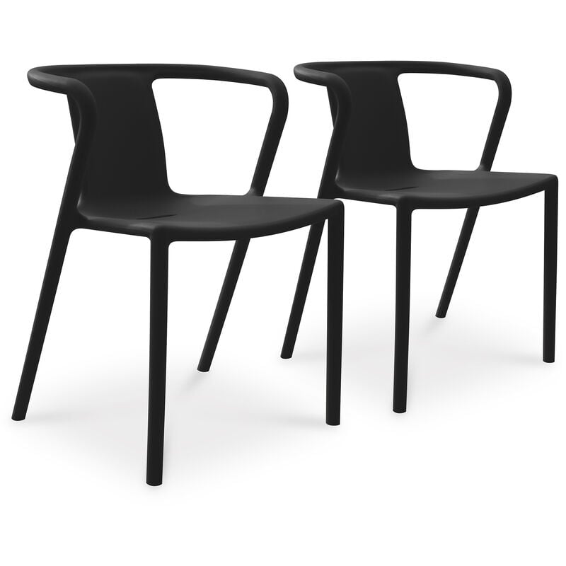 Citygarden - diego - Lot de 2 fauteuils de jardin empilables en Polypropylène noir - city garden