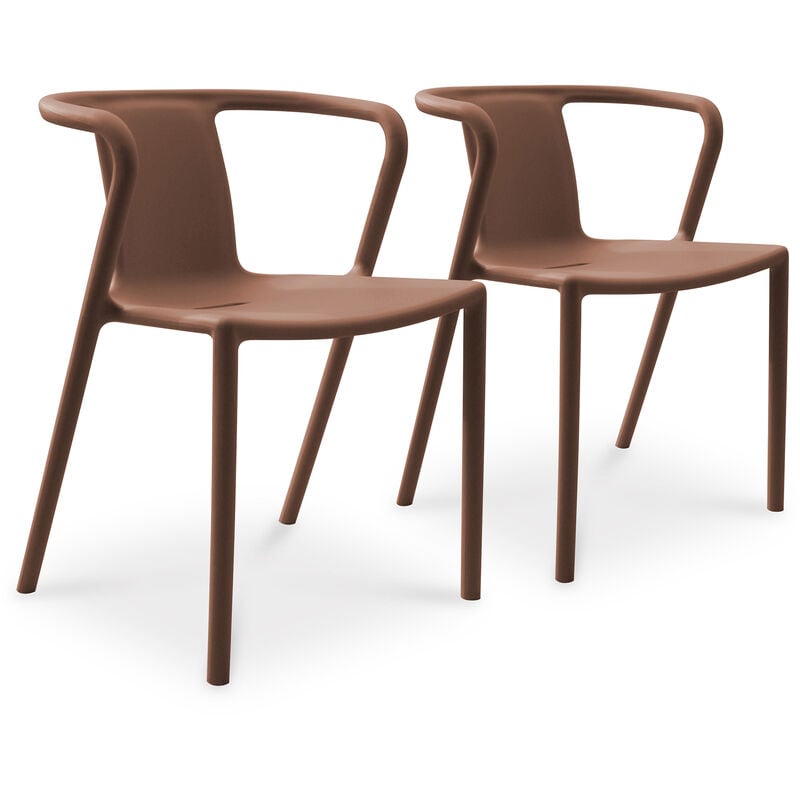 Citygarden - diego - Lot de 2 fauteuils de jardin empilables en Polypropylène terracotta - city garden