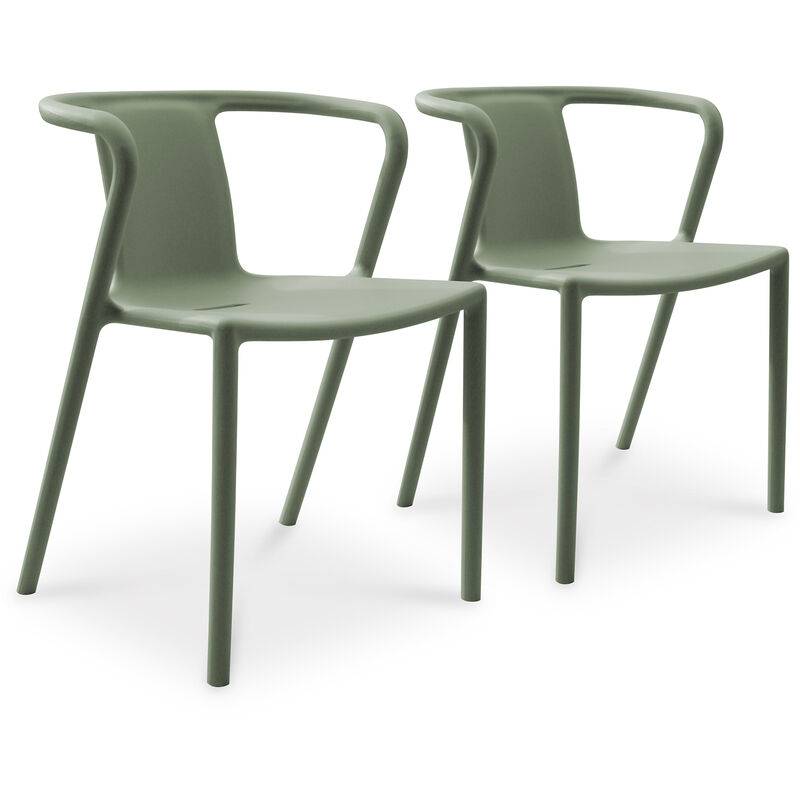 Diego - Lot de 2 fauteuils de jardin empilables en polypropylène vert olive - city garden - Vert olive