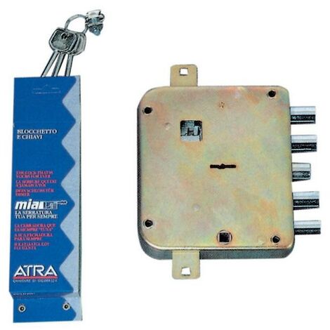 Dierre Atra 3222.2.SB serrure A  gauche entrA e 60 double embout avec loquet et 4 pA nes pour portes blindA es A  gauche mm 162x145