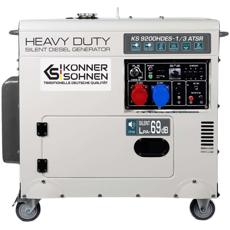 Könner&söhnen - Diesel Generator 7500 w (400 v) / 6500 w (230 v), ats, avr, vts