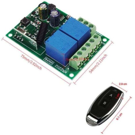 DieseRC Commutateur à Distance sans Fil 433 MHz, 2 Canaux AC 220V avec Relais Récepteur et 2 Télécommandes pour Porte de Garage, Volet Roulant, Lumières, Pompes