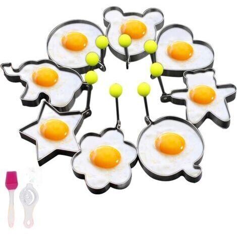 Dieses Eier- und Pfannkuchenformenset aus Edelstahl ist praktisch, antihaftbeschichtet und eignet sich zur Zubereitung von Frühstück, Omeletts, Pfannkuchen usw. und ist somit eine ideale Wahl für die 