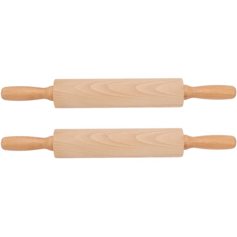 Dieses Set aus 2 Nudelhölzern aus robustem Buchenholz verfügt über einen komfortablen Griff und ein kompaktes, flaches Design und ist ideal zum Backen von Kuchen zu Hause.