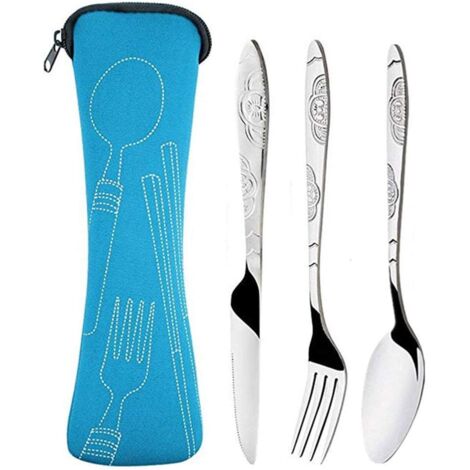 Dieses tragbare Besteckset mit Etui ist klein und leicht und lässt sich leicht transportieren.
