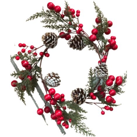 Dietroporta tondo con bacche e pigne 43cm Due esse christmas