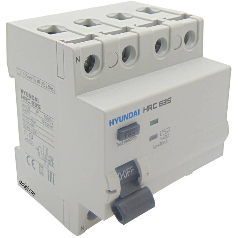 

Diferencial 4 polos 63A 300mA Clase AC - Hyundai Electric