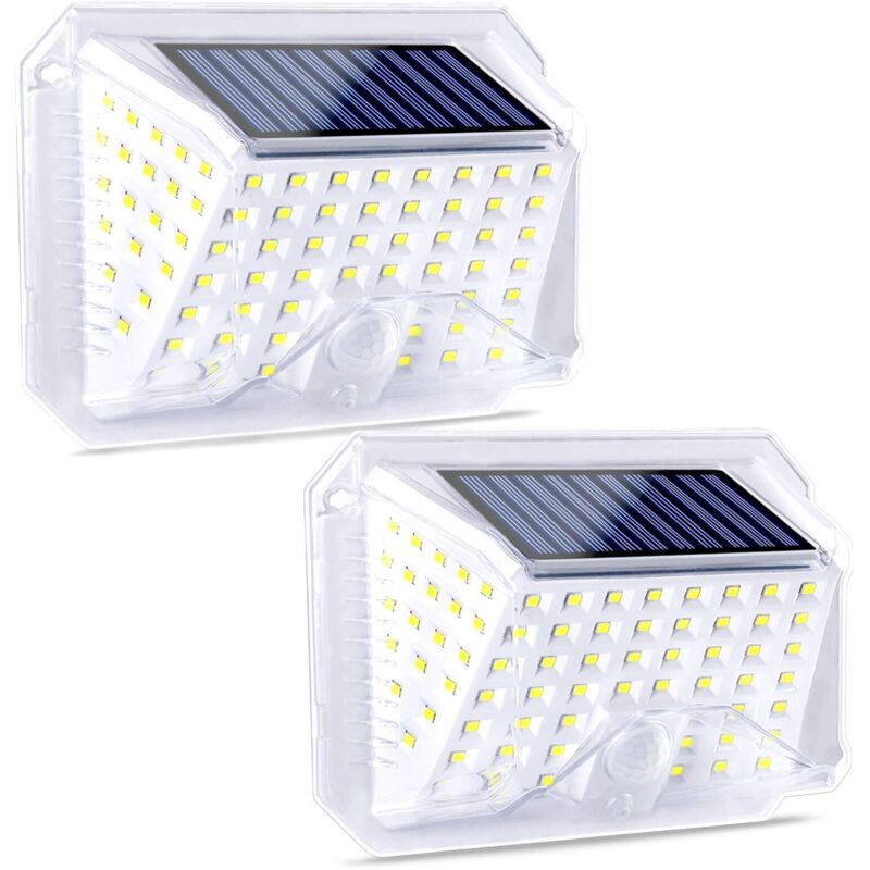 Pack de 2 Luces Solares para Exterior con Sensor de Movimiento Apliques de Pared 90 LED 120° Luces Solares para Exterior, 3 Modos, IP65