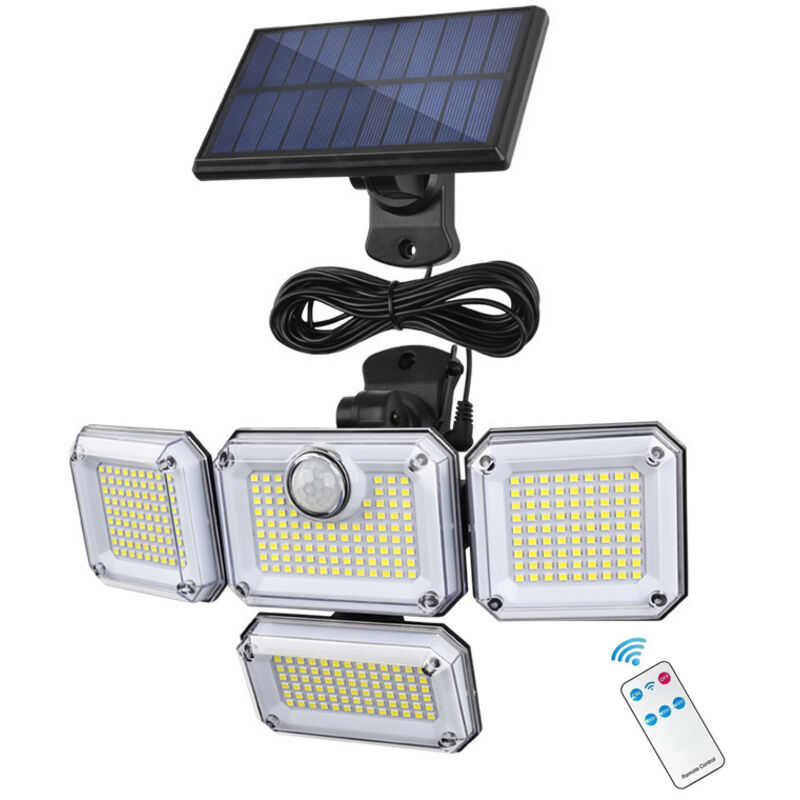 Luces solares Sensor de movimiento al aire libre 333 luces de inundación LED, luces de seguridad con energía solar IP65,3 modos de iluminación