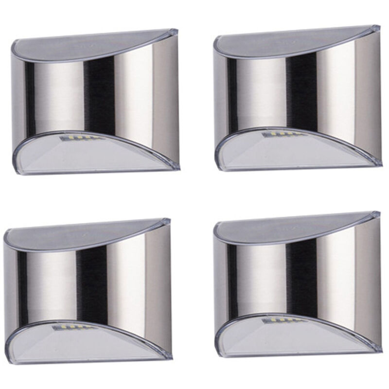 4 luces solares de pared para jardín, lámpara de seguridad LED superbrillante e impermeable, luz cálida