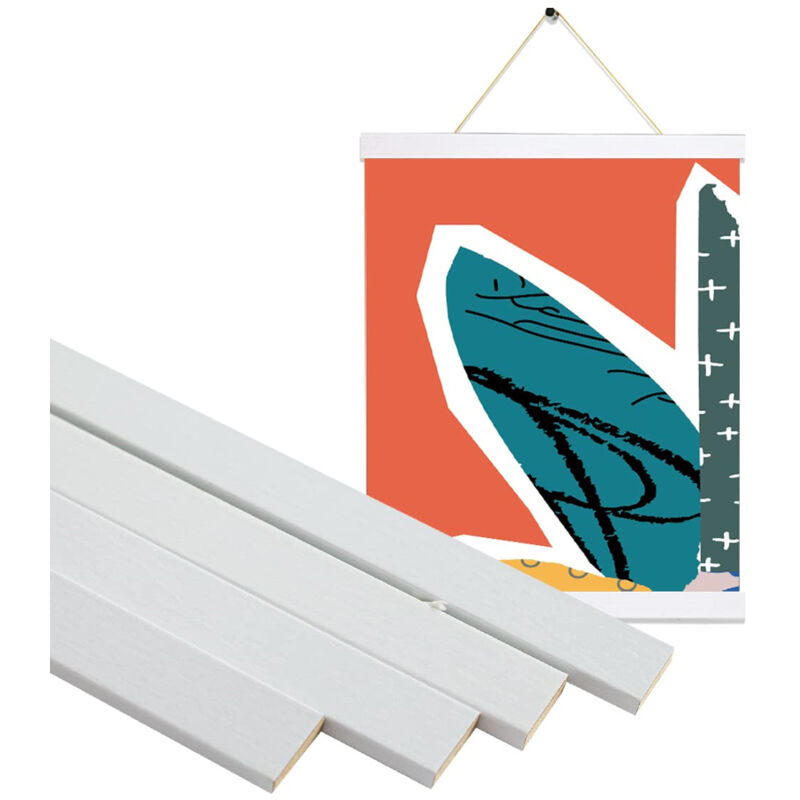 Cornice magnetica per poster, cornice magnetica, 31 cm, cornice magnetica in legno chiaro, porta poster magnetico, bianco, poster non incluso