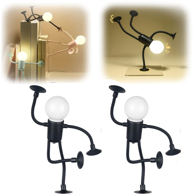 2 luci notturne sportive a forma intercambiabile, luci notturne a forma di uomo carino fai-da-te, luci notturne a forma fai-da-te, nere