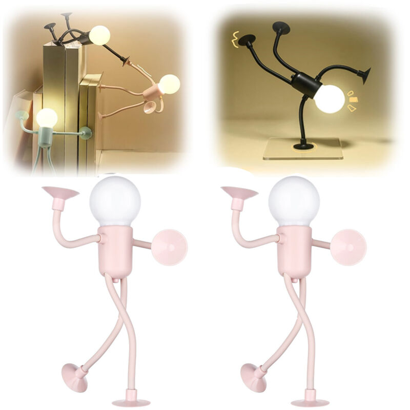 2Pcs Sports Night Light Interchangeable Shape, DIY Shape Night Lights, Cute Man Bulb for Bedroom, Pink