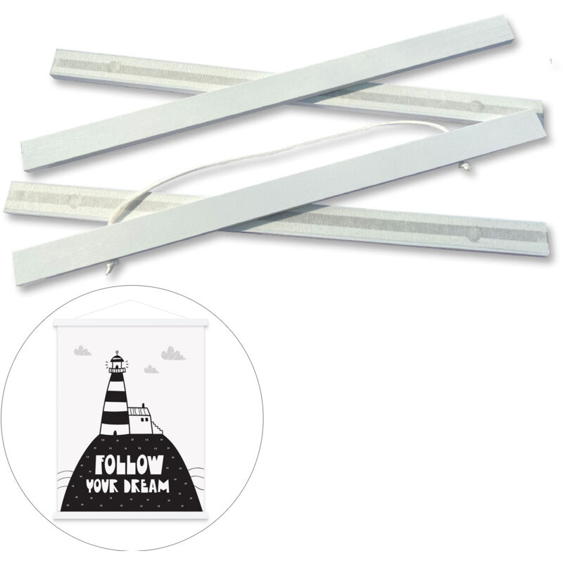 Magnetic wooden frame, teak for posters, photo rolls, picture frames, canvas prints, 51cm (poster not included)